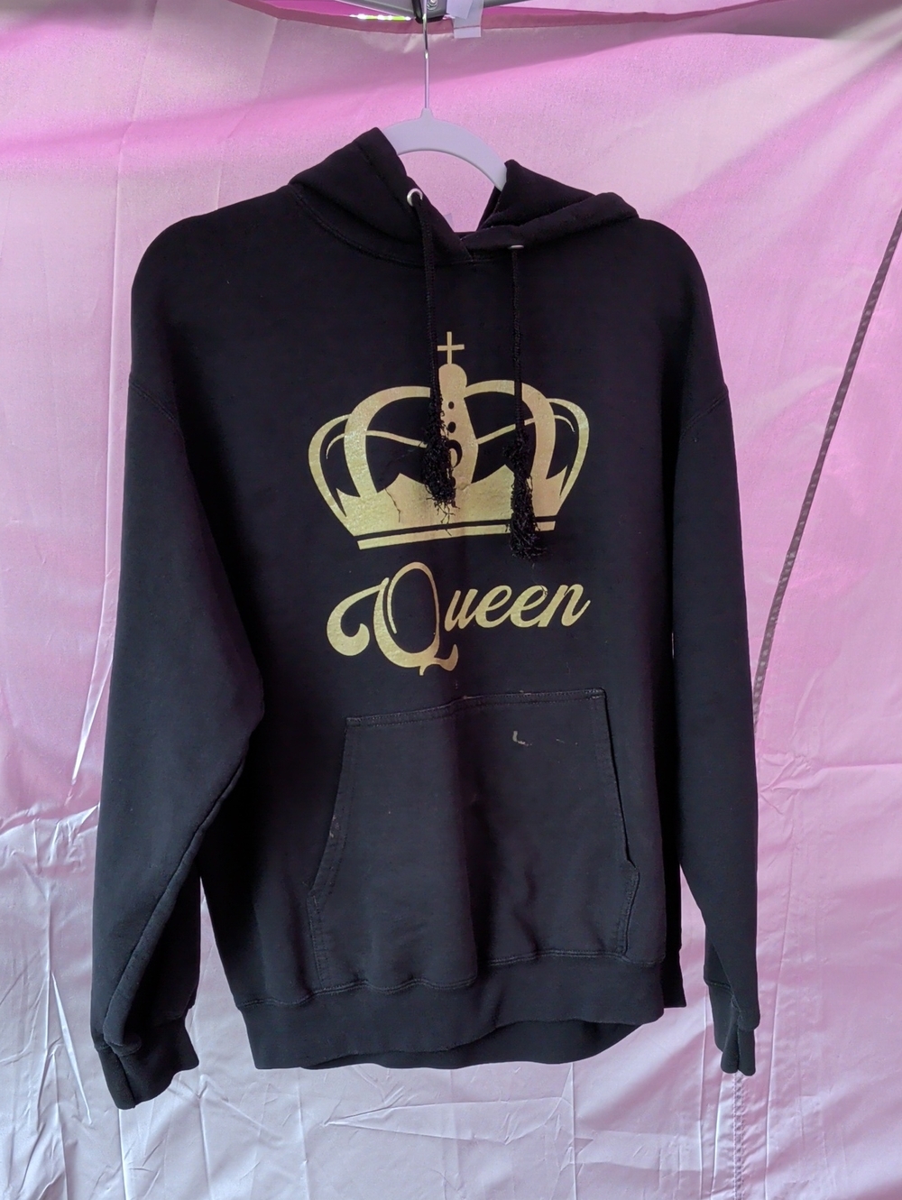Black and Gold Queen hoodie - staining/bleaching